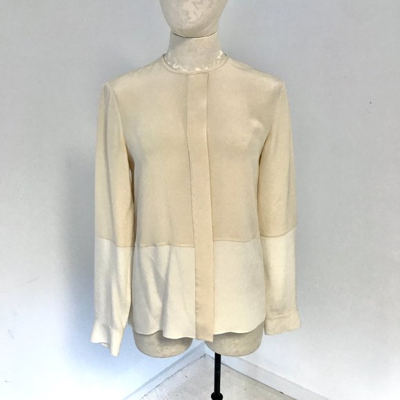 Derek Lam 4 Silk Cream Beige Long Sleeve Blouse - Picture 7 of 9